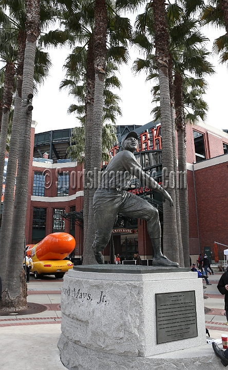 122912 Kraft SA-007.JPG - Dec 29, 2012; San Francisco, CA, USA; General view of Willie Mays Plaza, statue and AT&T Park before the 2012 Kraft Fighting Hunger Bowl at AT&T Park.